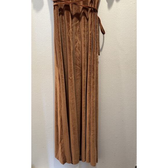 Baltic Born Size Small Katelyn Maxi Wrap Dress Crushed Velvet Burnt Orange Boho - Picture 4 of 12